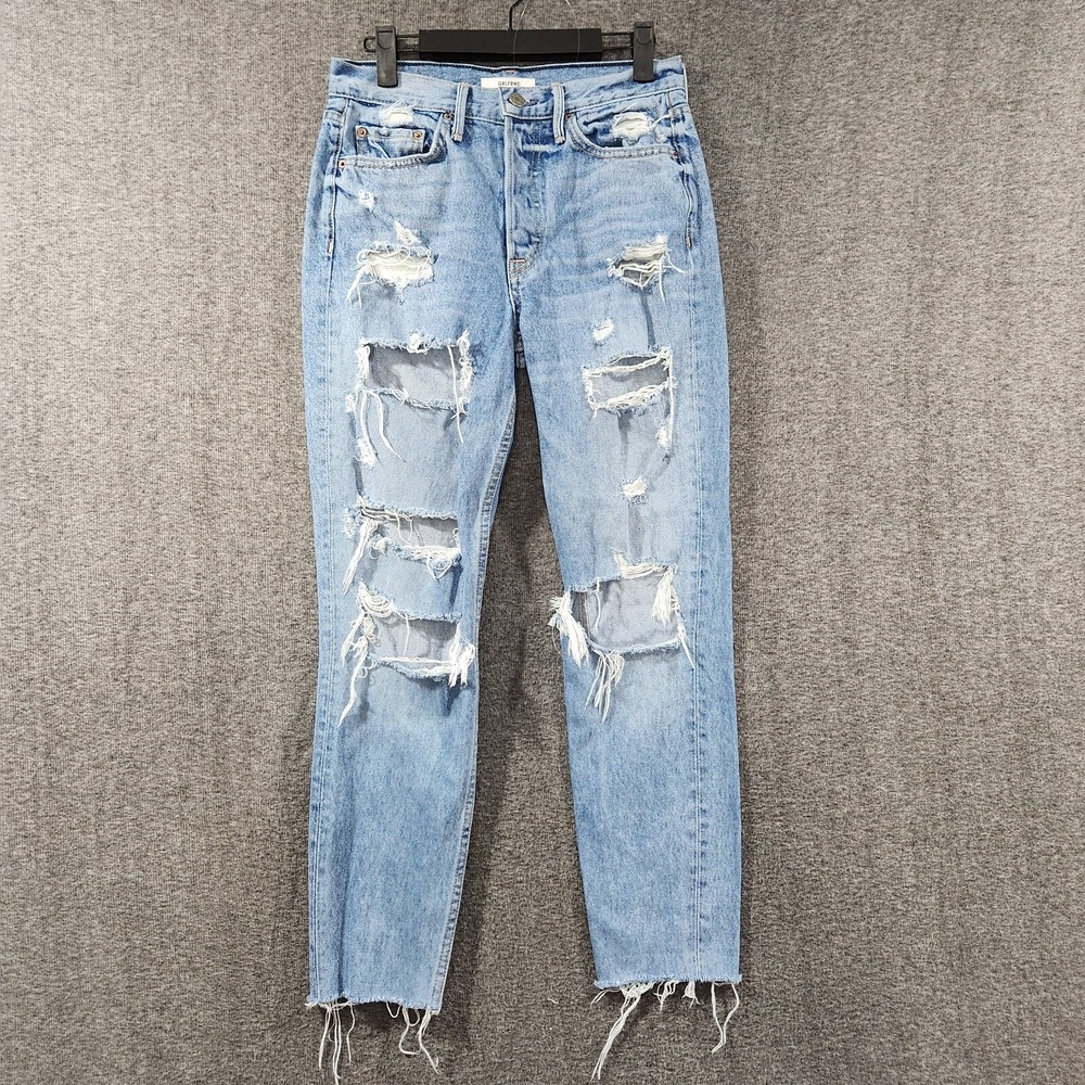 Grlfrnd Womens 'Karolina' Slim Straight‎ High Rise Distressed Jeans Blue Size 26